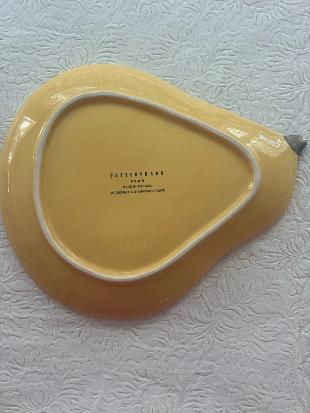 Set of 4 Vintage Pottery Barn Yellow-Orange Pear-Shaped Ceramic Serving Plates